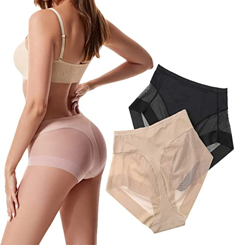 QQLADY Calzoncillos moldeadores sin Costuras de Seda de Hielo de Cintura Alta, Bragas Transpirables sin Costuras, Ropa Interior Sexy.