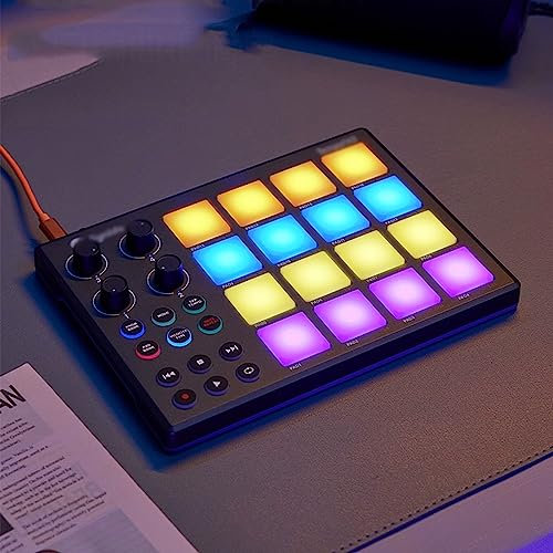 LBMED Grid Beat Controller,MIDI-Mixer-Pads Im Notenmodus Mit 16Pads,4Reglern Und 6Transporttasten, Schnelltransponierung Und Benutzerdefinierten Modi,Unterstützung Professioneller Arranger-Software