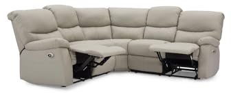 Home Detail Large Corner Recliner, Couch Living Room Chairs, Faux Leather Sofa in Black, Light Grey Reclining Sofa (Light Grey Faux Leather, Corner)