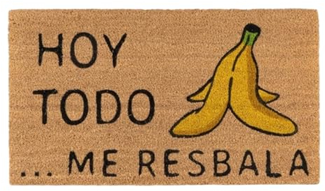 TIENDA EURASIA - Felpudo Antideslizante para la Entrada, Fibra de Coco Natural y Base de PVC, 40x70x1,5 cm, Diseño Original y Gracioso - Hoy Todo Me Resbala, Color Marron