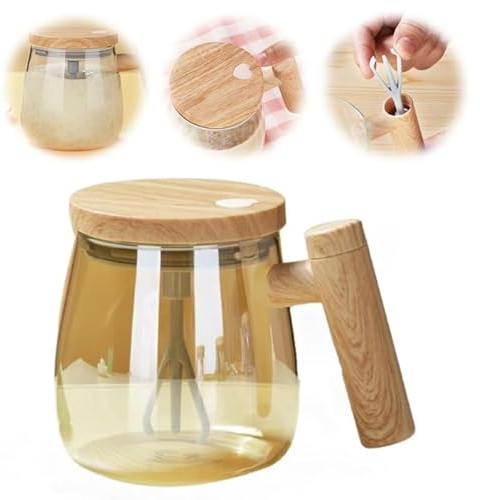 Tasse de mélange électrique à grande vitesse,tasse auto-mélangeuse électrique avec couvercle,tasse à café auto-mélangeuse,tasse auto-mélangeuse en verre étanche (Color : B)