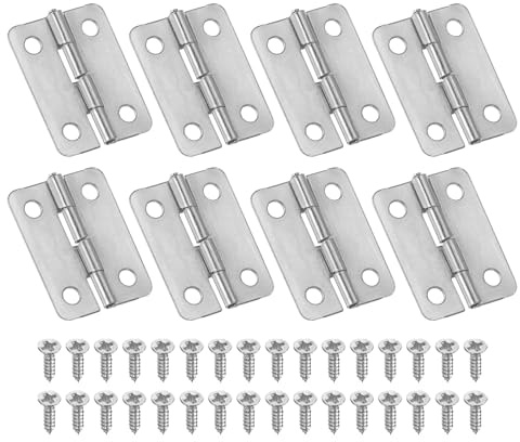 PATIKIL Pequeñas Bisagras de Espiga de 1 Pulgada Paquete de 8 Bisagras Mini para Joyeros con Tornillos para Cajas de Joyería Gabinetes Cajones Y Puertas Color Plata