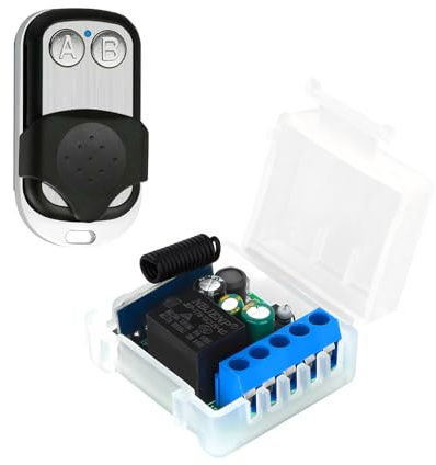 eMylo Drahtloser Fernbedienungsschalter 220V 230V Schalter, Lampenschalter-Set, Einweg-Relaisschalter, 433Mhz drahtloser Fernbedienungsschalter, Schalter mit Sender, weißes Schalter-Set