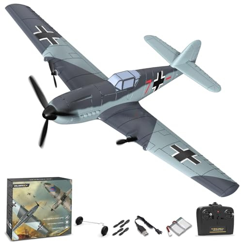 volantexrc RC Plane, 3CH Remote Control Plane BF-109 with Gyro for Beginner | 6-axis Gyro Stabilizer, 2.4GHz Anti-Interference Remote Control, 2 Take Off Modes, Propeller Saver, Rechargeable Battery, RTF