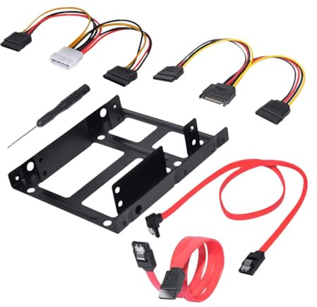 Ronyme Support de Disque Dur SSD, kit de Montage à Disque Dur avec câble de données, Support de Montage SSD Double pour 2,5 à 3,5 Pouces