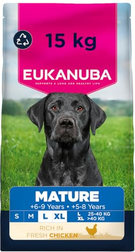 Eukanuba Torr hundmat färsk kyckling för stora raser, premium torrfoder för mogna hundar, 15 kg