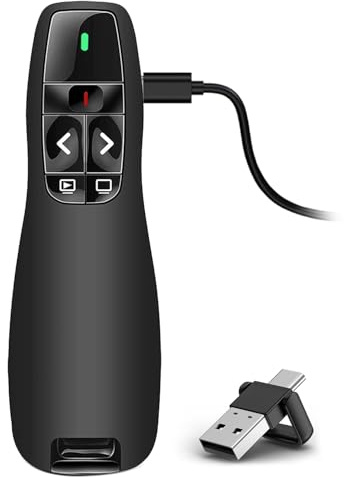VOVIGGOL USB/Type-C 2 in 1 Rechargeable Wireless Presenter Clicker for PowerPoint Presentation Remote, 2.4GHz PPT PowerPoint Clicker Presentation Pointer Slide Advancer for Mac Computer Laptop