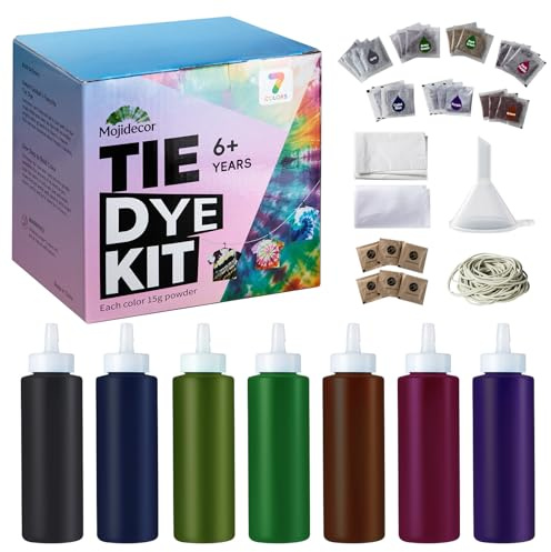 Tie Dye Kit - 7 Dark Shades Tie Dye Kit for Adults & Kids, 21 Fabric Dye Powder Packs, Bottles, Gloves, Rubber Bands - Permanent Clothing Dye for DIY Tie-Dye Crafts, Party Supplies, Large Groups