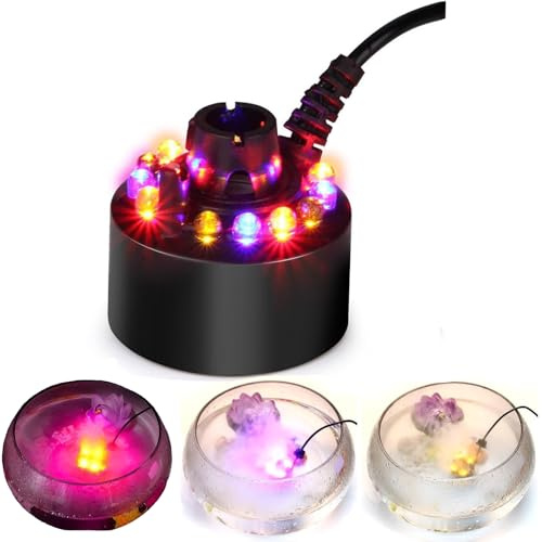 Ultrasonic Mini Mist Maker LED Mister Fogger Water Fountain Air Humidifier Halloween Fog Machine UK Plug,Perfect for Halloween,Holidays,Party