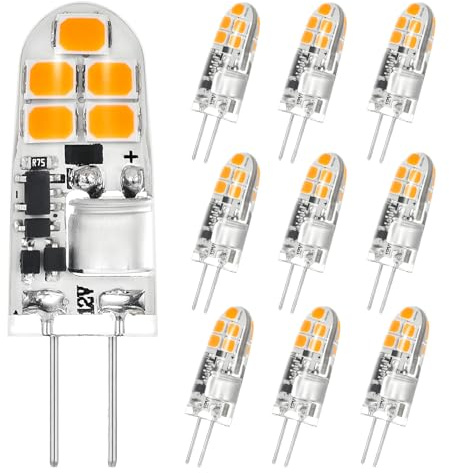 G4 Led Lampor, Varmvit 2700K 1.2W Led Glödlampor 12V Ersättning För 10W-15W Halogenlampor, Ej Dimbara, Små Led Glödlampor För Köksfläkt, Kök (10 Pack)