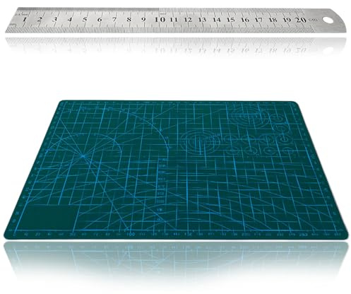 A4 Self Healing Cutting Mat, Double-Sided Craft Mat with 20cm Ruler
