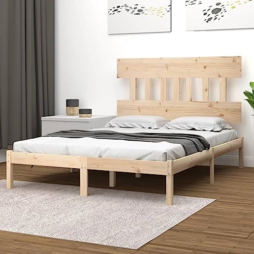 Teenpull Estructura de Cama de Madera Maciza 140x200 cm con cabecero Robusto para Dormitorio Juvenil o Adulto diseño Atemporal Soporte Estable y Duradero Base de lecho y Plataforma para Descanso