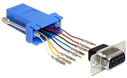 Adapter Sub-D 9 Pin uttag på RJ45 uttag byggsats uppbyggnadshus, blå, Delock® 65430