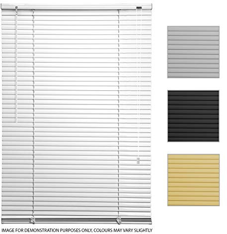 ASAB PVC Venetian Shutter Blinds | Window Mounting Brackets Easily Cut | Home Office Privacy Light Protection | Twist Tilt Open Close Control Wand Pull Cord - 180 x 130cm - White