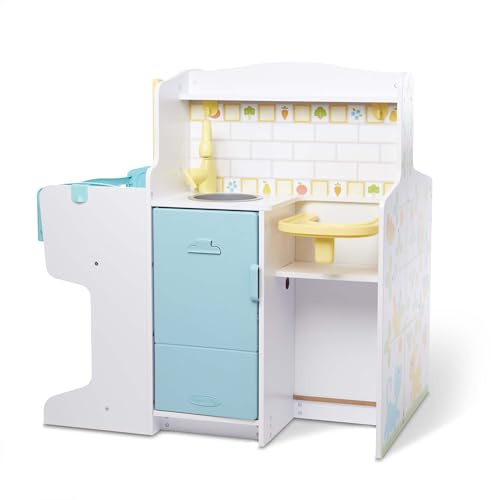 Melissa & Doug Mine to Love Baby Care Activity Centre, Wooden Multi-Functional Doll Playset with Kitchen, Nursery & Bathing Area, Pretend Play Toy for Kids Age 3 Plus