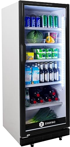 ZORRO - Getränkekühlschrank ZK 310 - weiß/schwarz - Flaschenkühlschrank - Kühlschrank mit Glastüre - Gastro Getränkekühler - Partykühlschrank