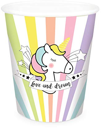 SCRAP COOKING - 8 Gobelets Licorne en Carton 25 cl - Pour Anniversaire ou Fête - Multicolore - 0229, Clair