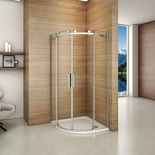 Aica Sanitär 90x90cm Duschkabine Viertelkreis 6mm Glas Runddusche Dusche Duschabtrennung H195cm E