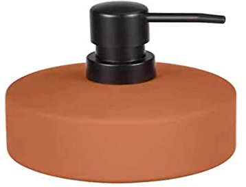 WENKO Seifenspender Mod. Avellino, Keramik Seifendosierer 380 ml mit Soft-Touch Oberfläche, Ø 10,5 x 12,5 cm, nachfüllbar, Terracotta