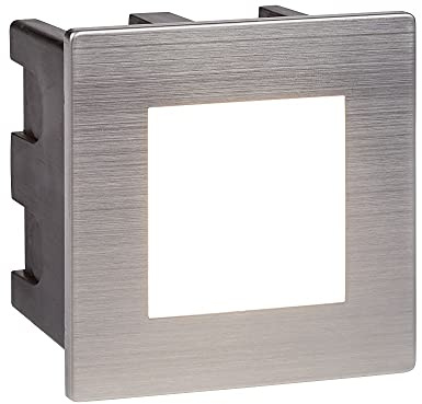 Britalia Stainless Steel Outdoor LED Modern Square Recessed Mounted Brick Wall Light 80mm x 80mm | 90 Lumen 4000k Cool White | Recess Depth 55mm | IP65 Rated | 240V | Opal Diffuser