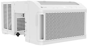 GE Profile ClearView Window Air Conditioner Unit, 8,300 BTU, U-Shaped Adjustable Depth, Energy Efficient Cooling up to 350 sq ft., Ultra Quiet, SMART Home Capable, Includes Remote, White