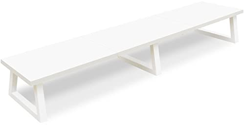 TEAMIX 42 tum vit bildskärmsupphöjare för 2 skärmar, trä skrivbord dubbelt stativ med metallben, lång skärm/PC/laptopförvaring, datorhylla, TV-hållare hemmakontor (vit, tum)