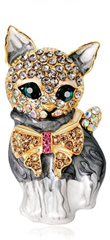 Danlai Cat Diamond Brooch Shining Animal Rhinestone Brooch Pin Cat Diamond Brooch Alloy Wedding Bridal Brooch Pin Brooch Women Ladies