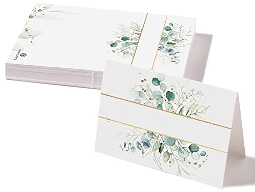 Marvelights 50 Tischkarten Hochzeit 10,5 x 7,4 cm (DIN A7), Namenskarten, Platzkarten zum beschriften, Hochzeit, Geburtstag, Konfirmation, Kommunion, Taufe Feier (DIN A7, Streifen)