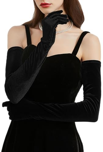 Super Long Opera Velvet Party Gloves 1920s Elbow Flapper Evening Banquet Gloves