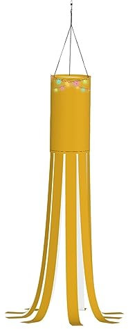 Manica a vento giallo senape con luci – Decorazioni da appendere all'aperto per Halloween, Natale e altro ancora