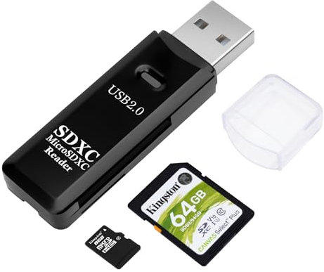 AIYEEN Lettore di schede SD/TF USB 2.0, adattatore per schede di memoria OTG a doppio slot USB 2.0 da 480 Mbps per schede di memoria TF/Micro SD/SD/SDXC/Micro SDXC/Micro SDHC (Nero)
