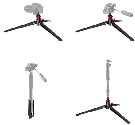 Mini Treppiede per Fotocamera, Mini Treppiede da Tavolo, Supporto per Treppiede da Tavolo in Alluminio Foro per Vite da 3/8 Pollici, Carico Fino a 10 Kg per Monopiedi per