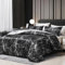 Boqingzhu Satin Bettwäsche 200x220cm Schwarz Weiß Grau Marmor Optik Muster Modern Aesthetic Edel Seide Wende Bettwäsche Set Sommer Winter Doppelbett Bettbezug und Kissenbezug 80 x 80 cm