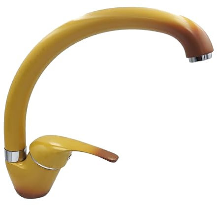 FLORENZI RUBINETTERIE Rubinetto Miscelatore lavello Cucina Lavanderia con Canna Curva Color Terra di Francia con areatore e Kit accessori per Montaggio