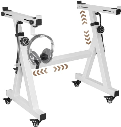 OUUTMEE Robuster Keyboardständer, Z-Stil, digitaler Klavierständer, verstellbare Höhe und Breite, Keyboard-Ständer mit 4 Rädern, passend für elektrische Klaviere mit 54–88 Tasten, Weiß