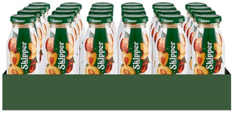 Zuegg Skipper Bar Succo di Frutta Gusto Pesca Senza Zuccheri Aggiunti, Linea Bar in Bottiglietta di Vetro - Bevanda a Base di Purea di Pesca, 100% Ingredienti di Origine Naturale (200ml X 24 Pezzi)