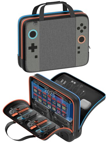 Custodia Compatibile con Nintendo Switch 2/OLED, Borsa Grande da Trasporto Switch 2 per Console Switch, Controller Joy-Con, 14 Schede di Gioco, Custodia per Accessori Switch con Scomparti Dedicati