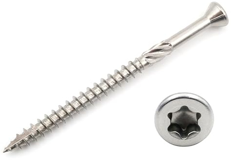Design61 Viti per terrazze, 5 x 70 mm, in acciaio inox TX25, viti per assi in legno, antiruggine, con punta tagliata, scanalature, ideali per assi e costruzione esterna, 200 pezzi