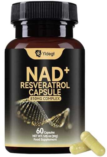 NAD+ Trans-Resveratrol Supplements 1500mg - NMN Supplement Pure High Strength Capsules - Immune & Energy Support (60 Count)