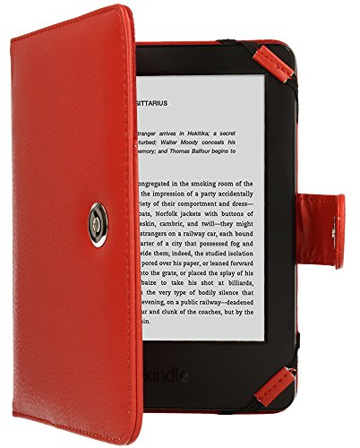 TECHGEAR PU Leather Folio Case Cover With Magnetic Clasp made for Amazon Kindle eReaders 12th - 4th Generation (2024-2011) & Paperwhite with 6 inch Screen (RED)