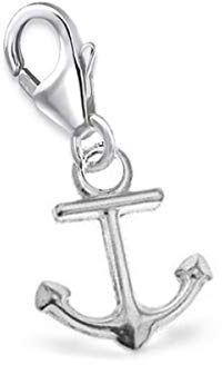 Goldene Hufeisen Anker Charm Anhänger 925 Silber Poliert für Bettelarmband Charmkette