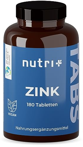 Zink Tabletten 25mg - vegan + hochdosiert - 180 Zinktabletten für Haut + Haare - Zinkbisglycinat ohne Zusatzstoffe/Magnesiumstearat - elementares Zinc Chelat