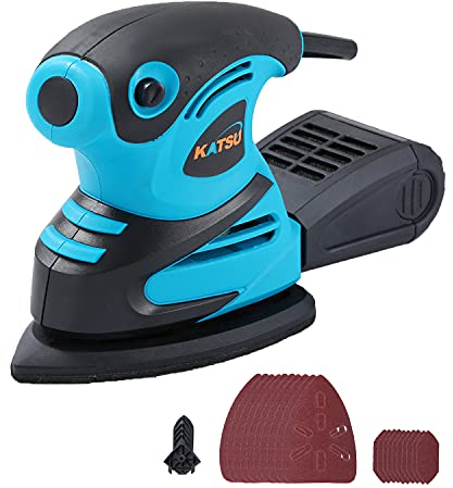 Lijadora Eléctrica 180W KATSU 15000RPM Máquina Lijadora de Detalle de Palma Compacta para Madera y Pintura con Colector de Polvo y 20 Piezas Lijas de 80 Grano 100176