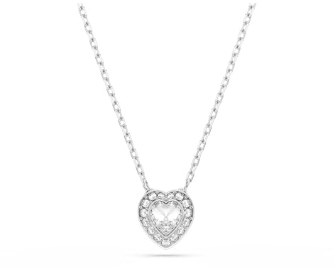Swarovski x Ariana Grande Pendant Necklace, Heart Motif with Clear Mixed-Cut Crystals in a Rhodium-Finished Setting, Part of the Ariana Grande x Capsule Collection