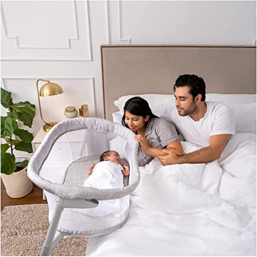 Halo Babybassinet - Flex Travel Cot | Tragbarer Säuglingsbleibner | Nachtbettbett, atmungsaktives Stoff, wasserdichte Matratze und Einstellbarer Stand für Neugeborene Jungen & Mädchen | Lullaby Trust