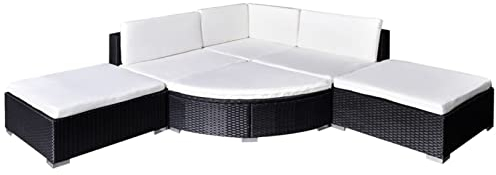 Yolola Lounge Gartenmöbel Set Rattan 6-TLG.LoungeSet Rattan Gartenmöbel Set Loungemöbel Terrasse Gartenlounge Outdoor Lounge Gartenmöbel Rattan Balkonmöbel Schwarz