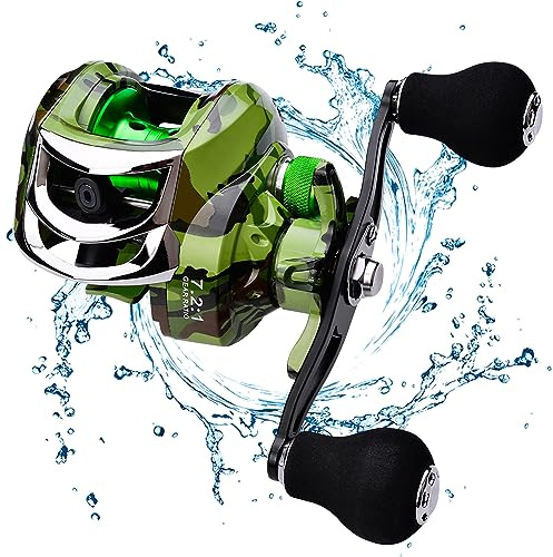Baitcasting Reel 18+1 Ródico de Bolas 7.2: 1 Gear 9 Baitcaster Baitcaster Dual Mango de Nylon Carrete de Pesca de ceba Pesada de 10 kg, Mano Derecha