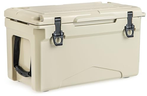 Goplus Cooler, Insulated Large Ice Chest with Portable Handles, Integrated Cup Holders, Leak-Proof Tight Latches, 5-7-day Ice Retention, Heavy Duty Hard Coolers for Beach, Picnic, Camping, Boat