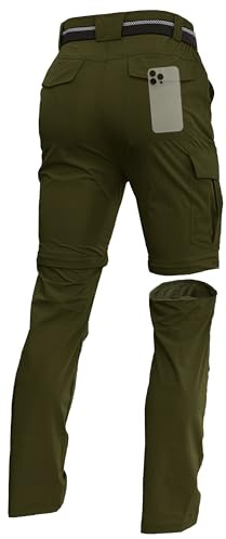 Men's Convertible Hiking Pants Zip Off Lightweight Quick Dry Fishing Camping Travel Safari Outdoor Cargo Pants Mud 34