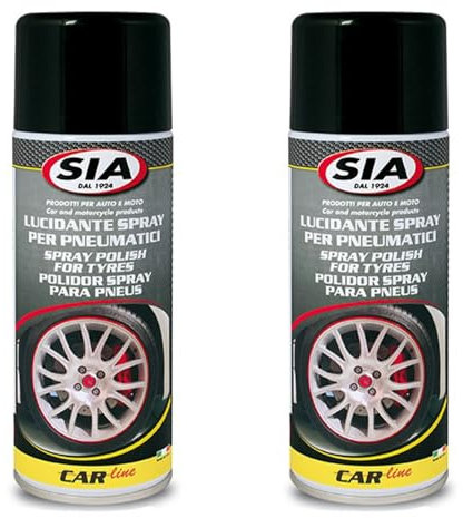 Generico Sia 8548 Nero GOMME LUCIDANTE Spray per Pneumatici. Protegge E RAVVIVA Il Colore dei Pneumatici PRESERVANDOLI da SCREPOLATURE E da Agenti ATMOSFERICI. Kit PROMOZIONE 2 bombolette da 400 ML